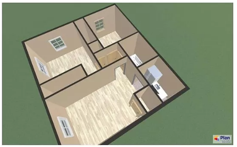 Floor plan for 2 beds, 1 bath, 800 sqft